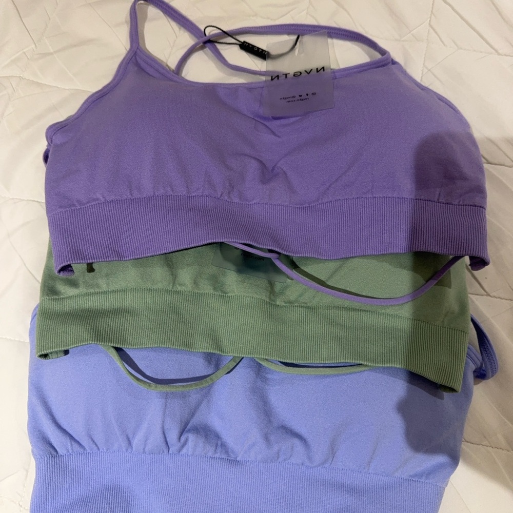 NVGTN Purple and Green Intimates Bra Set